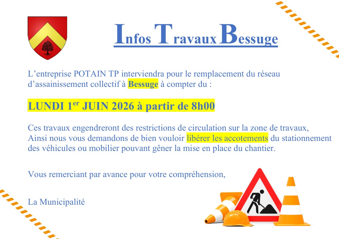 Travaux à Bessuge juin 2026